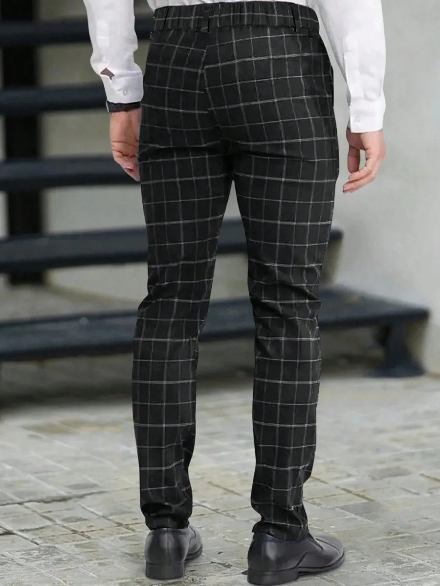 11642 1a-047 Pantalones De Traje De Cuadros Ajustados Para Hombres