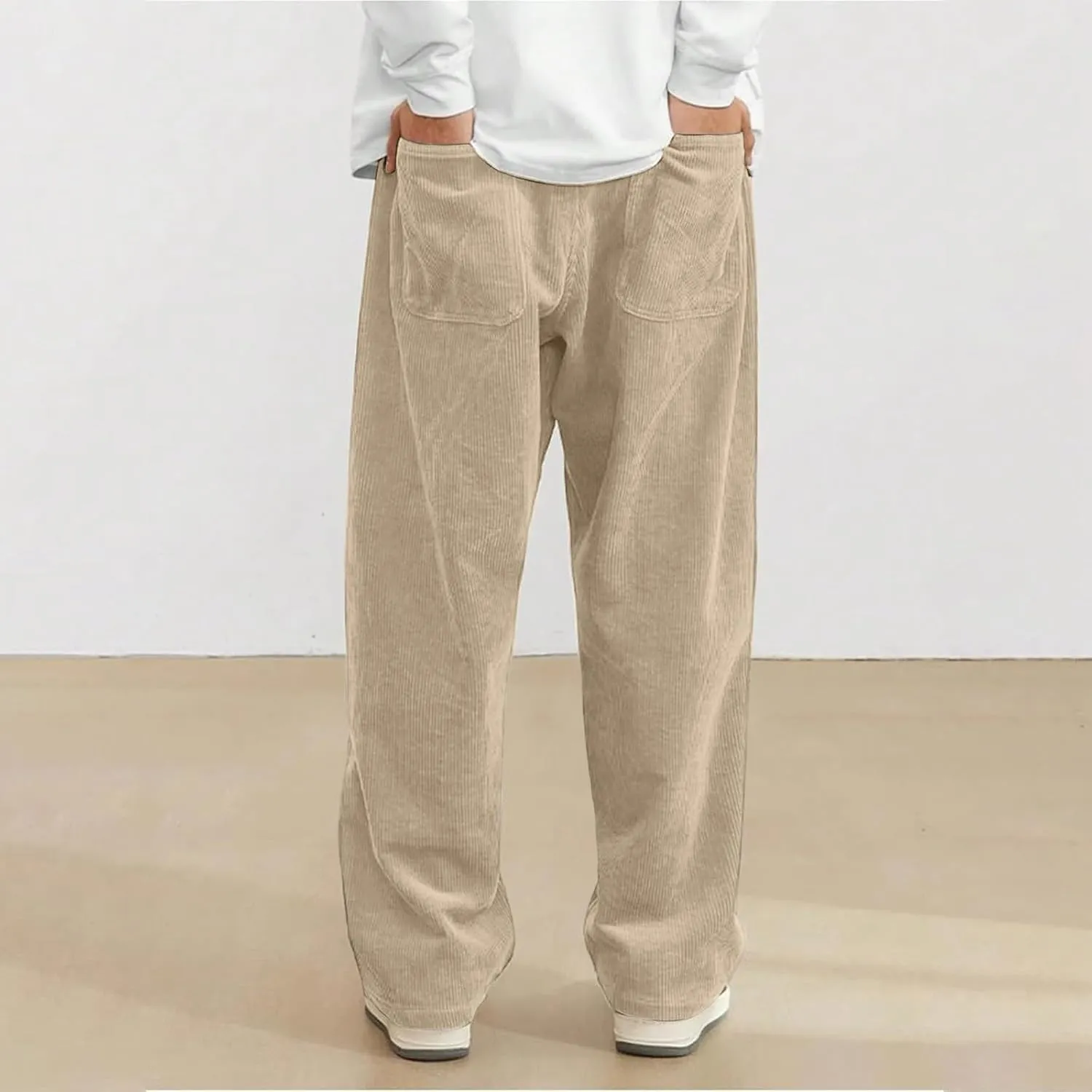 2025 Men's American High Waist Wide Leg Corduroy Casual Sports Pants