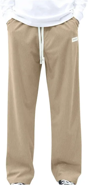 2025 Men's American High Waist Wide Leg Corduroy Casual Sports Pants