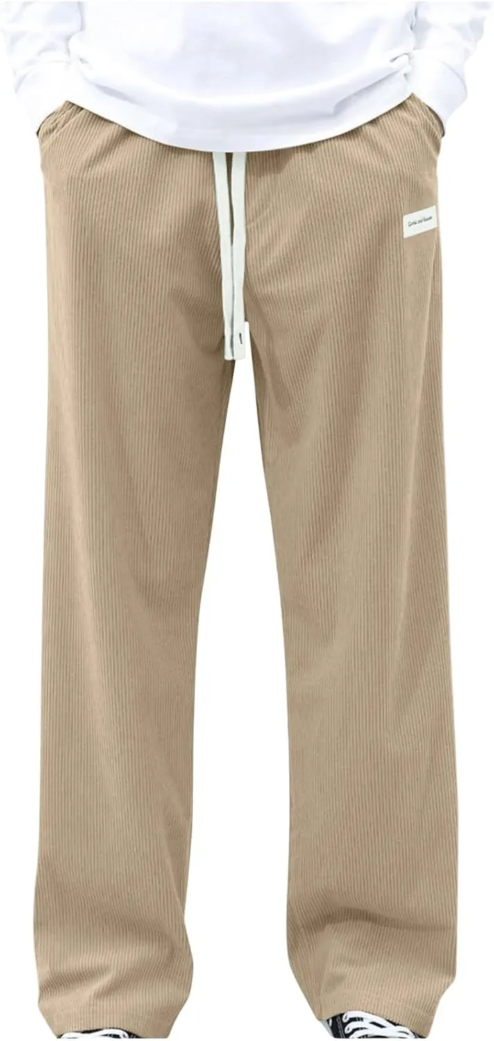 2025 Men's American High Waist Wide Leg Corduroy Casual Sports Pants
