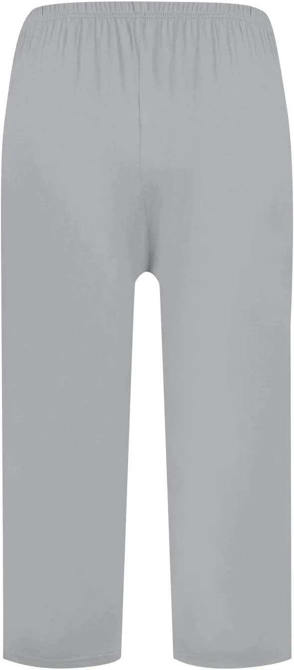 2025 Womens Capri Pants Loose High Waisted Wide Leg 3/4 Pants Drawstring Casual Palazzo Trousers with Pockets