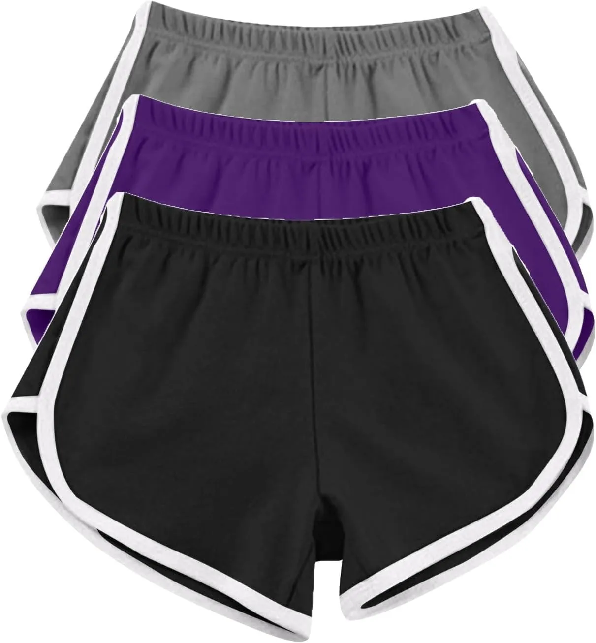 3 Pack Women's Dolphin Running Workout Shorts, Fashion Summer Lounge Short Pants Elastic Waist Athletic Yoga Shorts