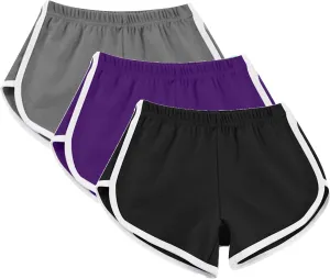3 Pack Women's Dolphin Running Workout Shorts, Fashion Summer Lounge Short Pants Elastic Waist Athletic Yoga Shorts