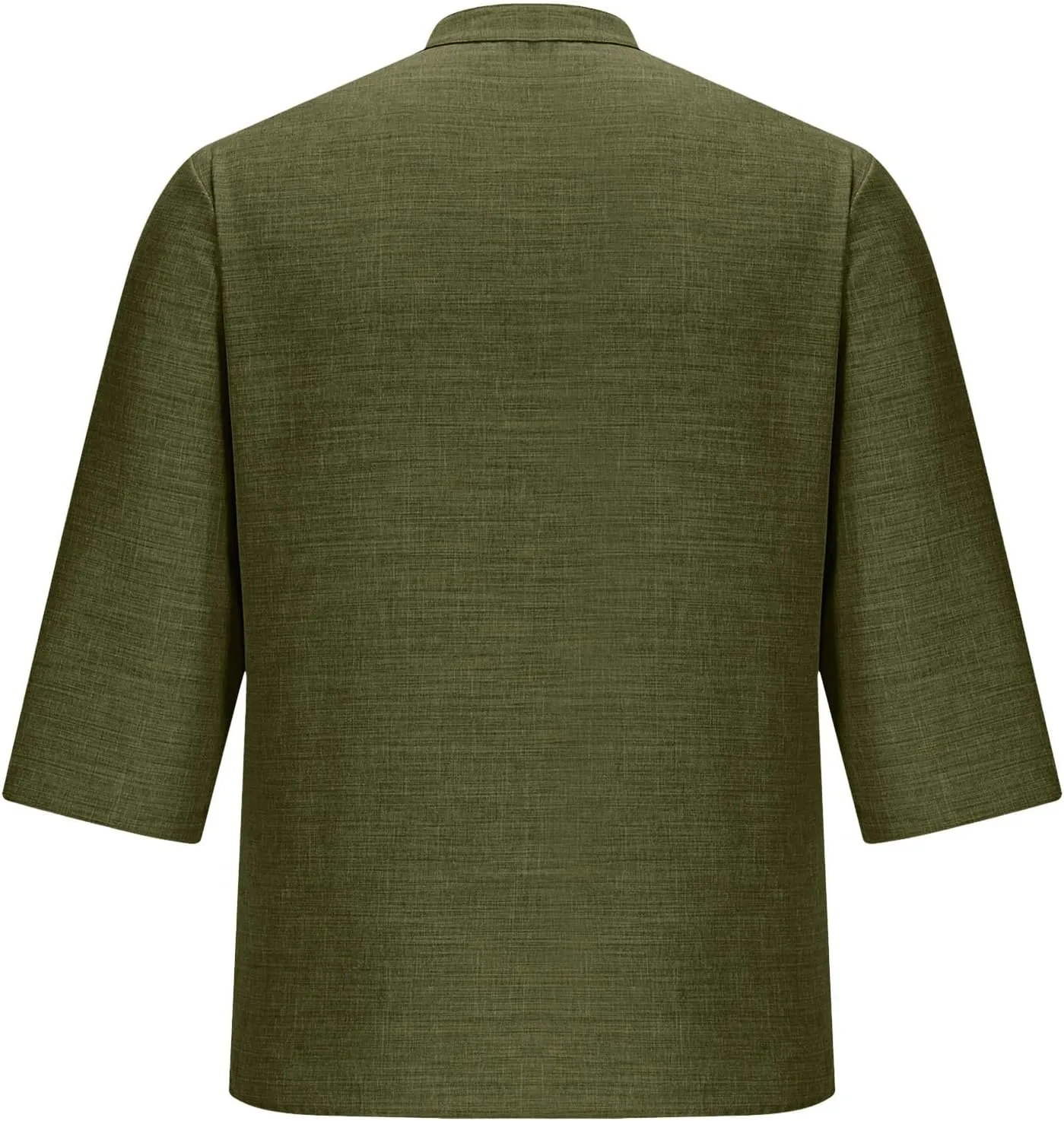 3/4 Length Sleeve Mens Shirts Casual Stylish V Neck Button Up Cotton Linen Henley Shirt Summer Beach Vacation Clothes