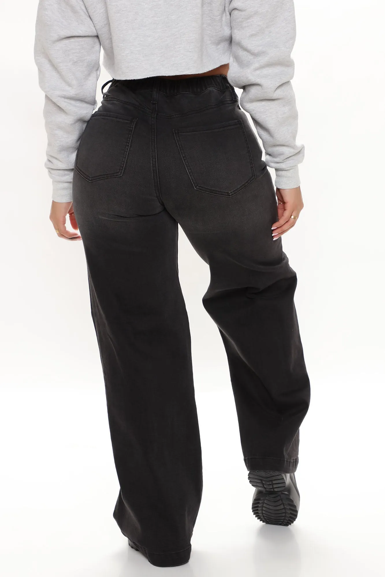 Abbot Kinney Wide Leg Skater Jeans - Black