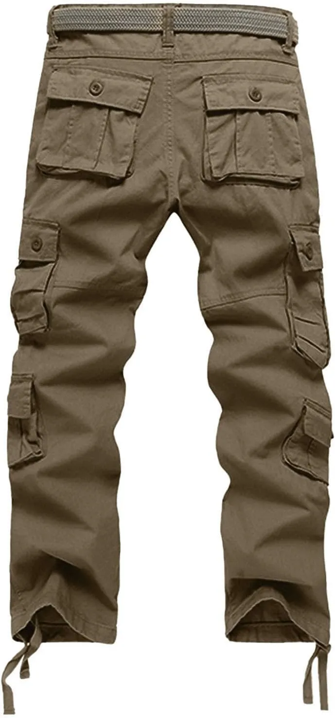 ADHOWBEW Men Cargo Pants Relaxed Fit Stretch Waterproof Construction Hiking Elastic Waist Trousers