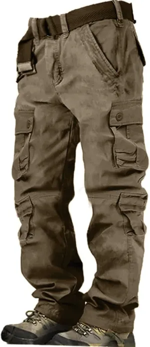 ADHOWBEW Men Cargo Pants Relaxed Fit Stretch Waterproof Construction Hiking Elastic Waist Trousers