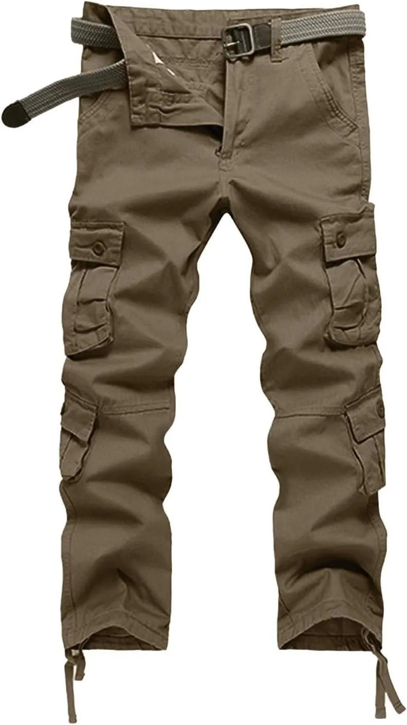 ADHOWBEW Men Cargo Pants Relaxed Fit Stretch Waterproof Construction Hiking Elastic Waist Trousers