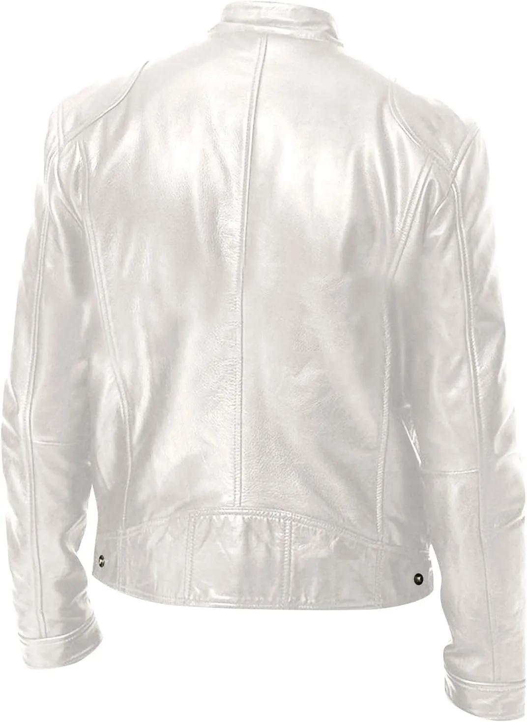 ADHOWBEW Mens Leather Jacket Stand Collar Windbreaker Zip Up Fashion Motorcycle Jackets