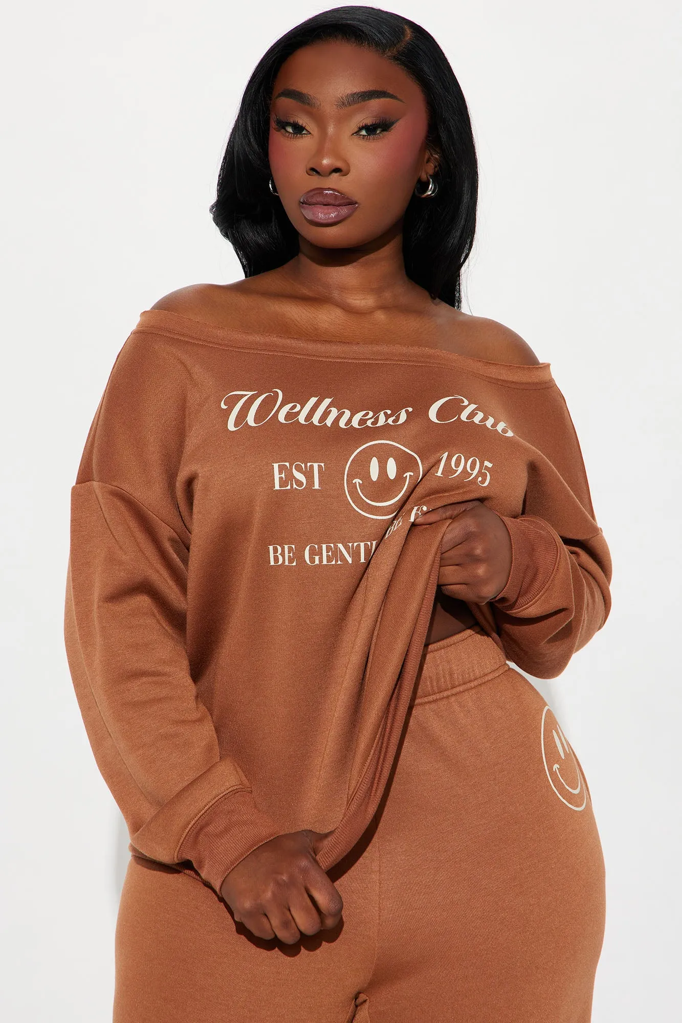 Around The World Fleece Pant Set - Brown