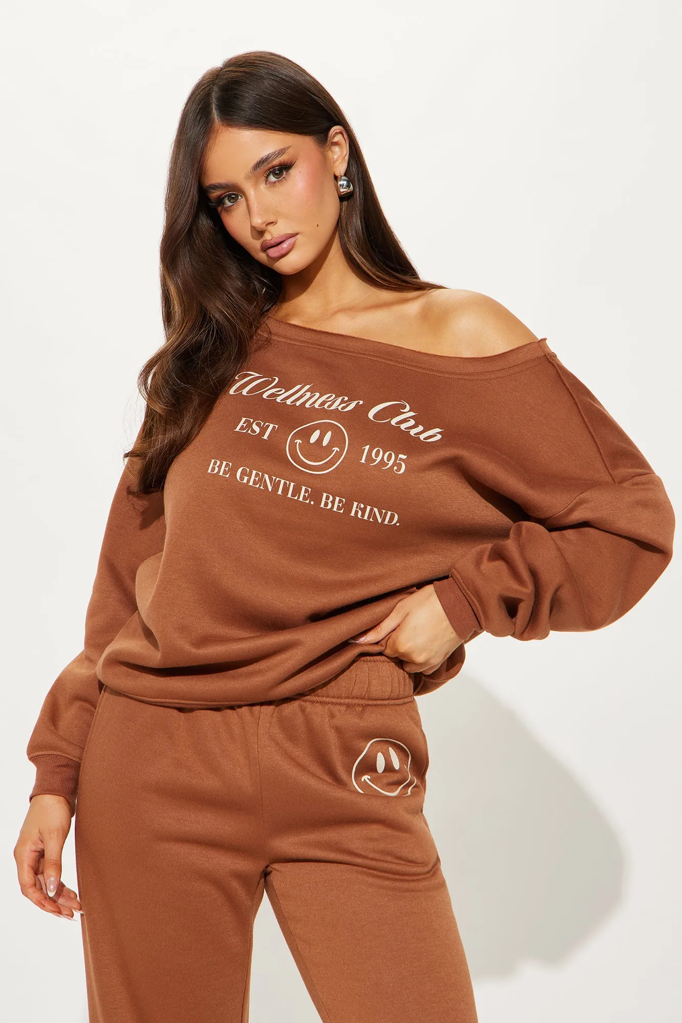 Around The World Fleece Pant Set - Brown