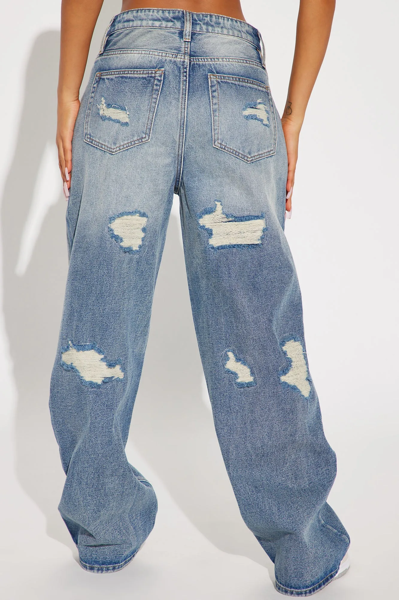 Bittersweet Distressed Straight Leg Jean - Medium Wash