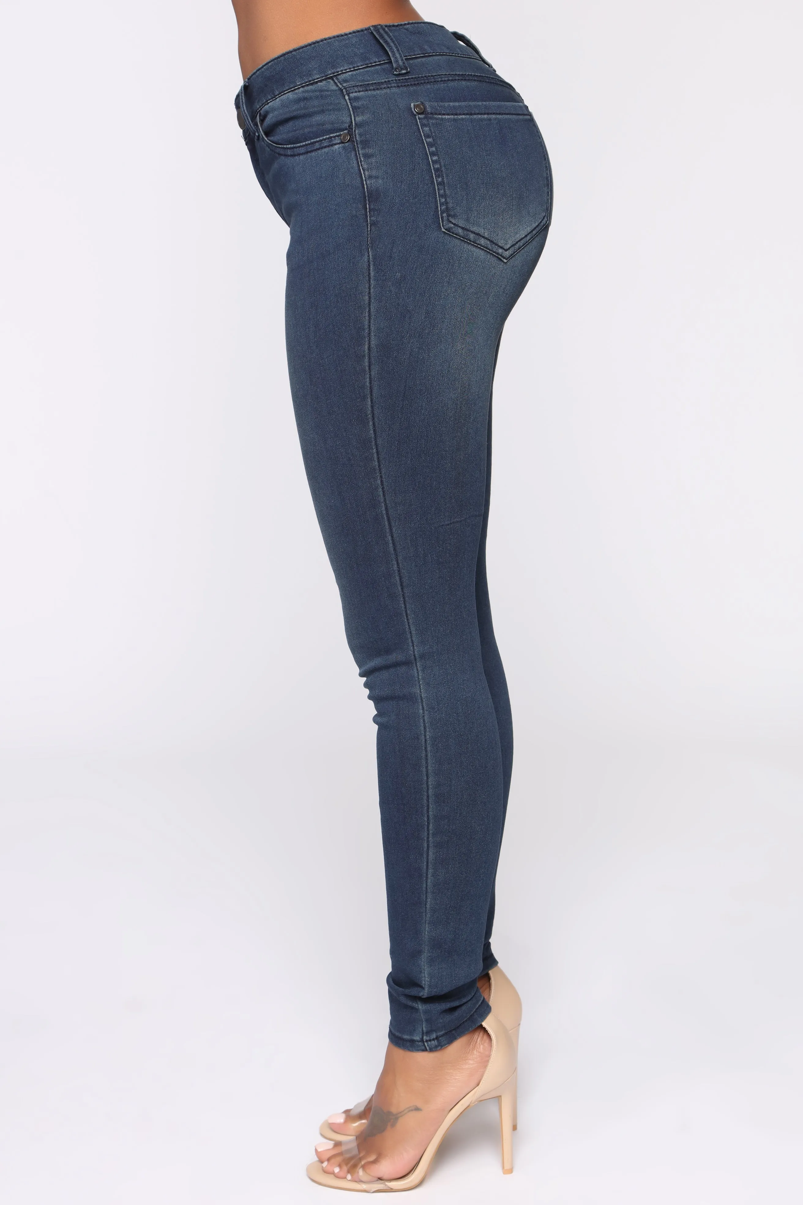 Black Ops Low Rise Skinny Jeans - Dark Stone Wash