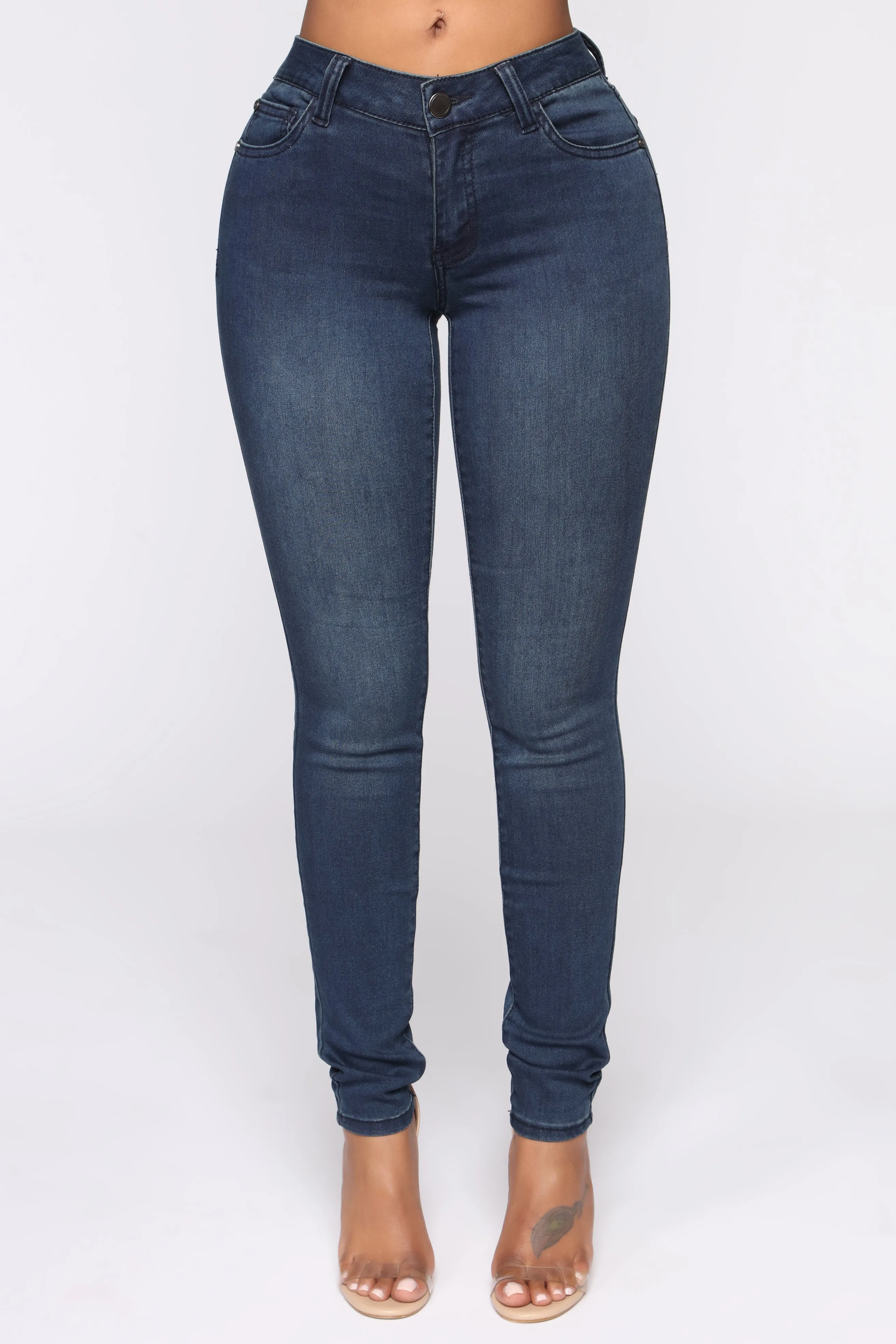 Black Ops Low Rise Skinny Jeans - Dark Stone Wash