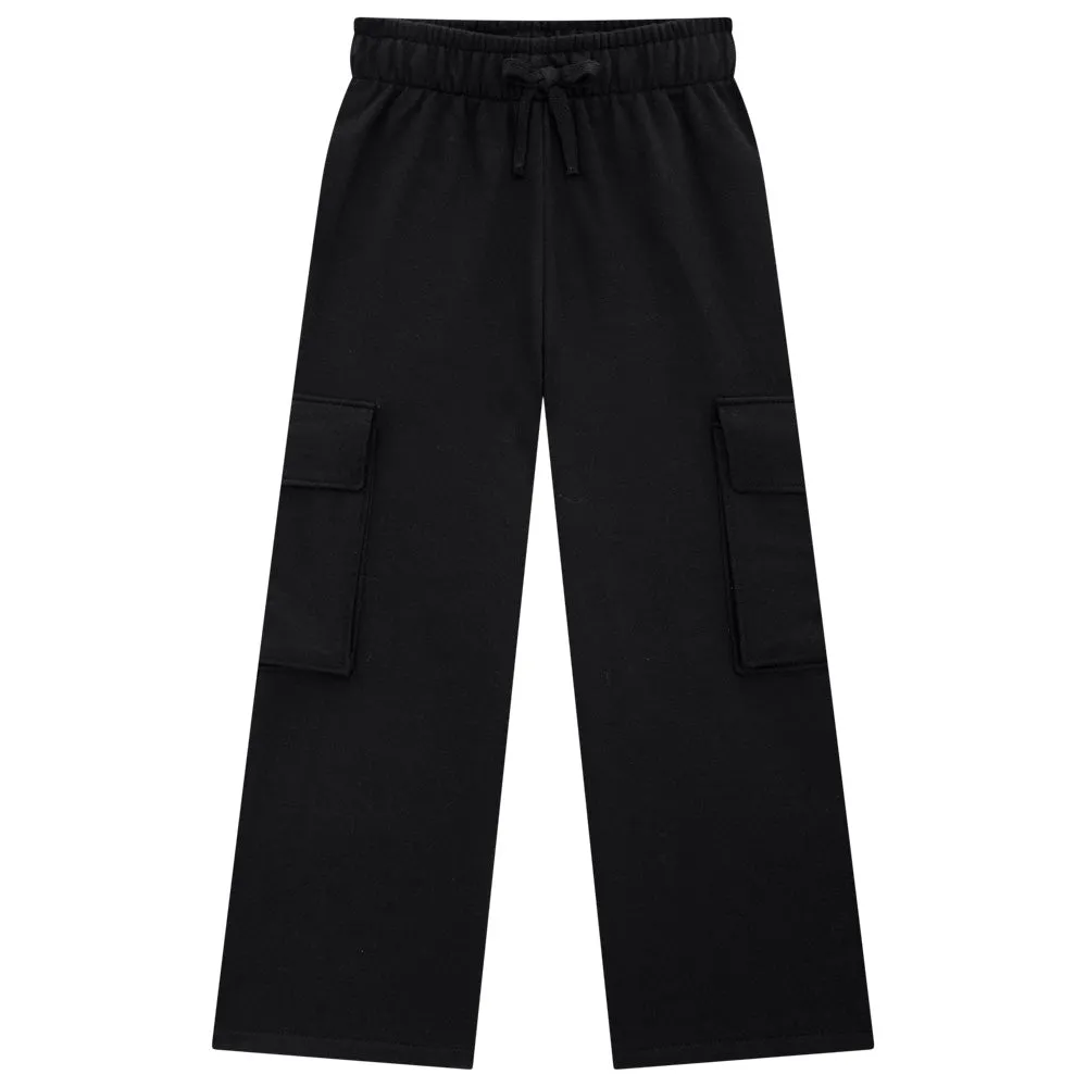 Black Wide Leg Knit Cargo Pant