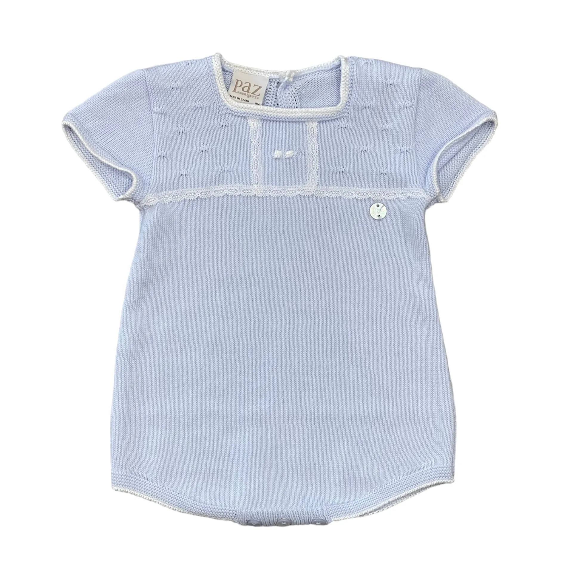 Boys Pale Blue Knit Romper