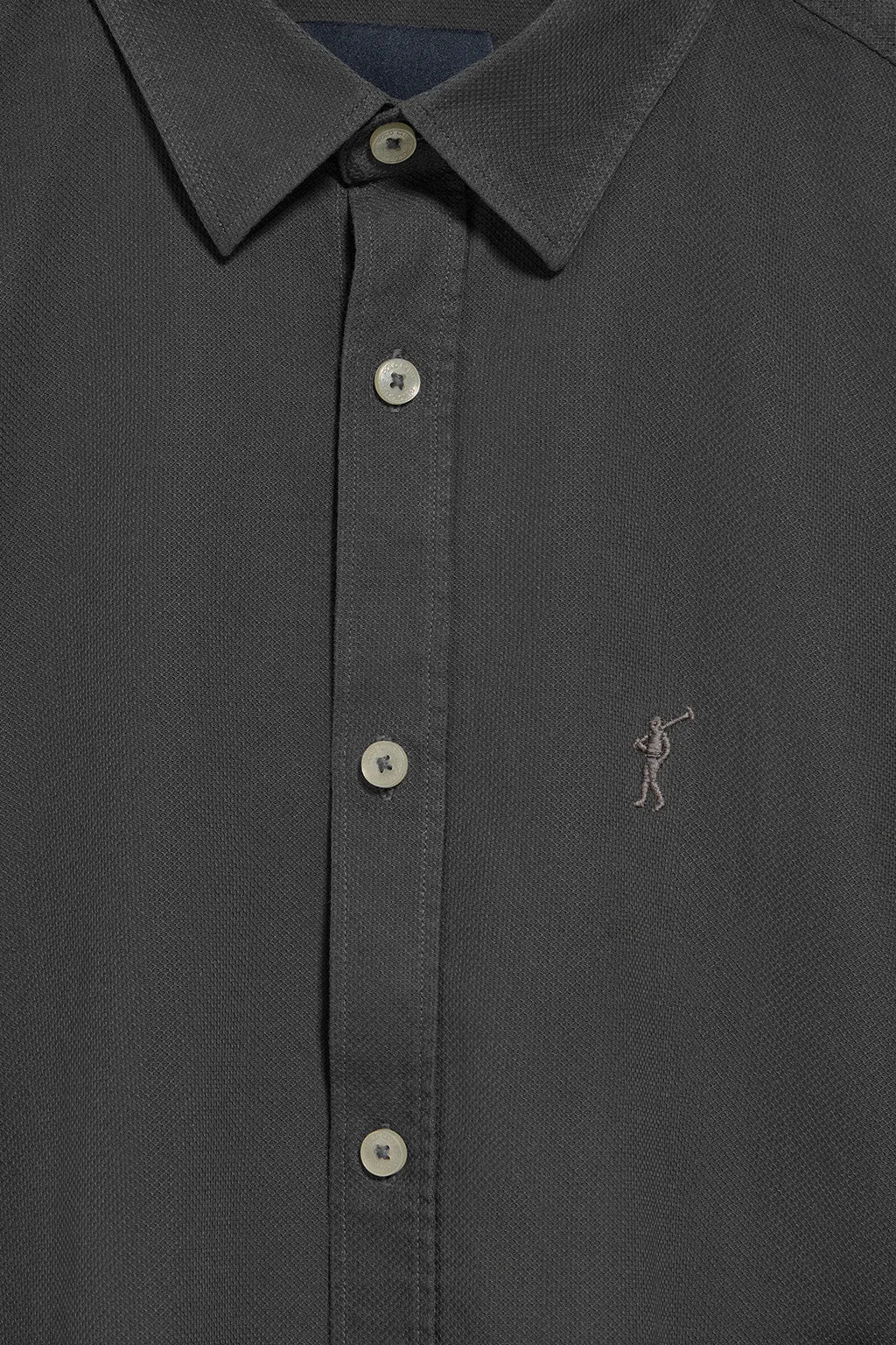 Camisa Stanford gris oscuro con logo bordado Rigby Go a tono