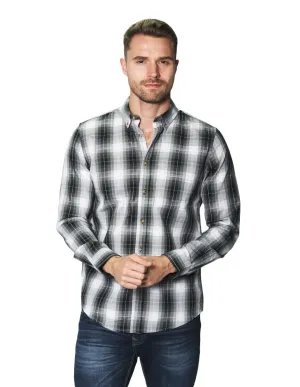 Camisas Para Hombre Manga Larga Cuadros B45103 Olivo