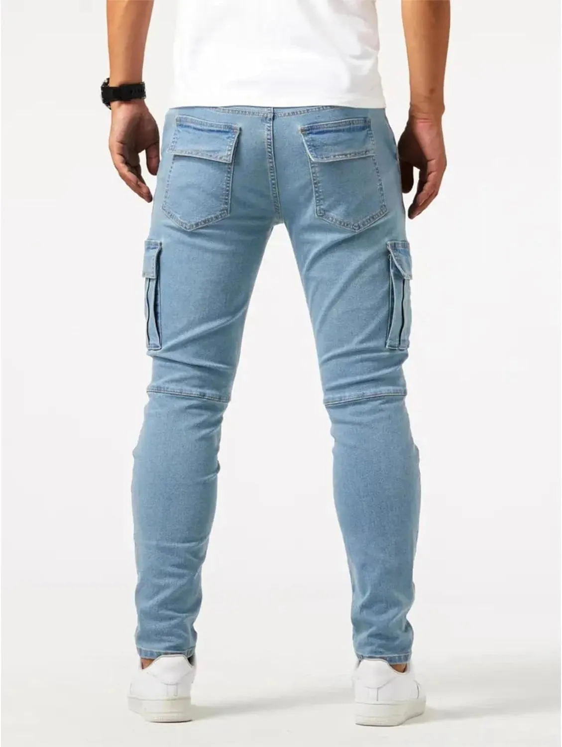 Cargo Jeans for Men Jogger Slim Fit Stretch Skinny Jean Straight Leg Comfort Flex Waist Pants Summer Trend Trouser