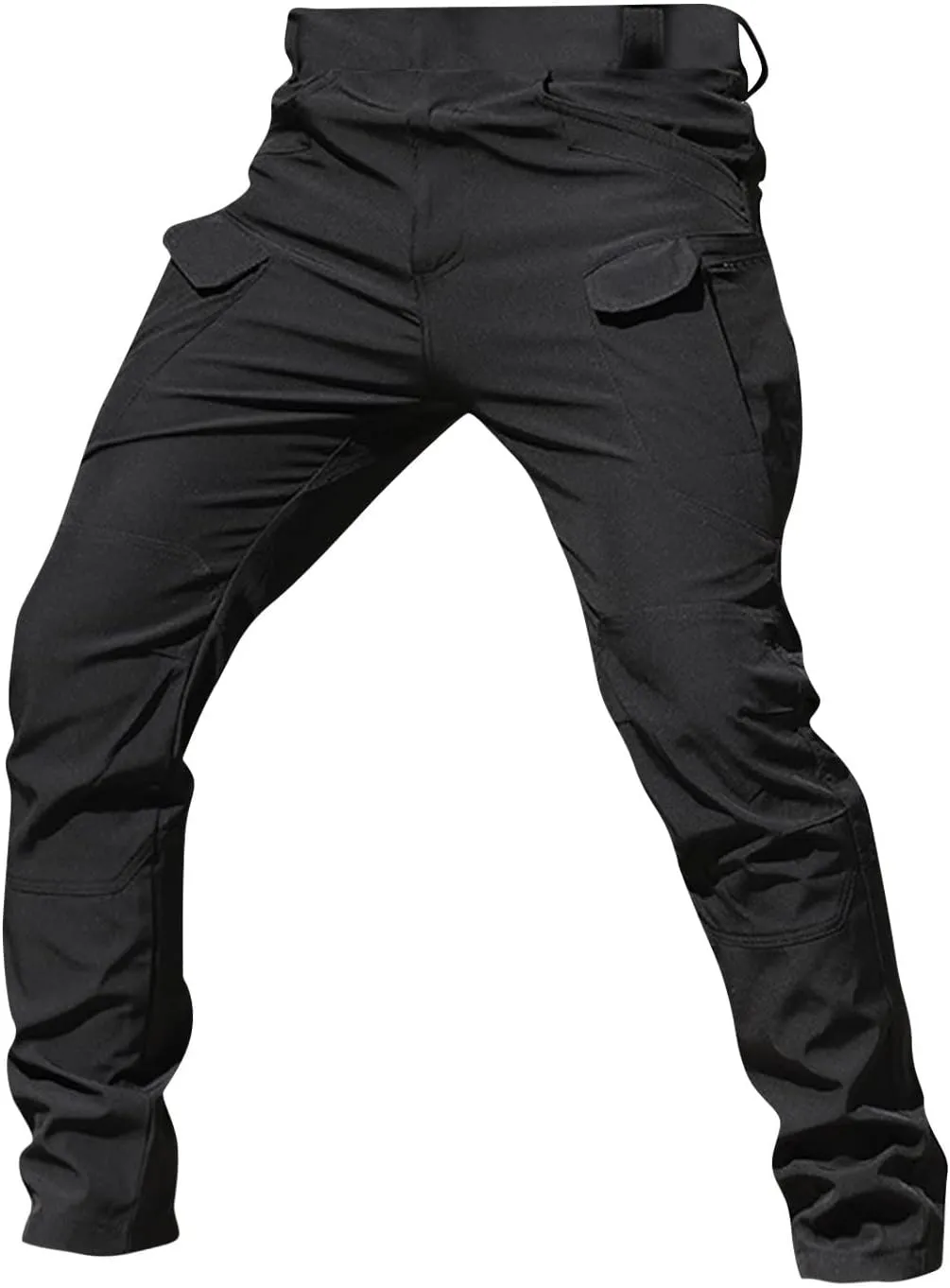 Cargo Pants for Men Multi Pocket Athletic Trousers Military Fan Elastic Waistband Casual Overalls Hiking Pants