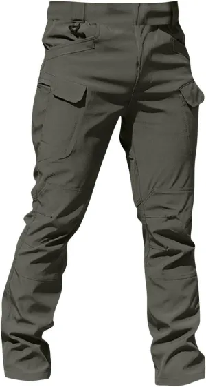 Cargo Pants for Men Multi Pocket Athletic Trousers Military Fan Elastic Waistband Casual Overalls Hiking Pants