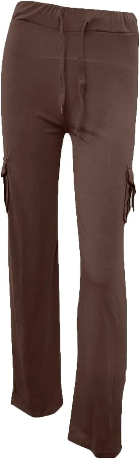 Cargo Pants Women Plus Size Wide Leg Yoga Pants High Waisted Straight Leg Lounge Trousers Flare Leggings with Pockets