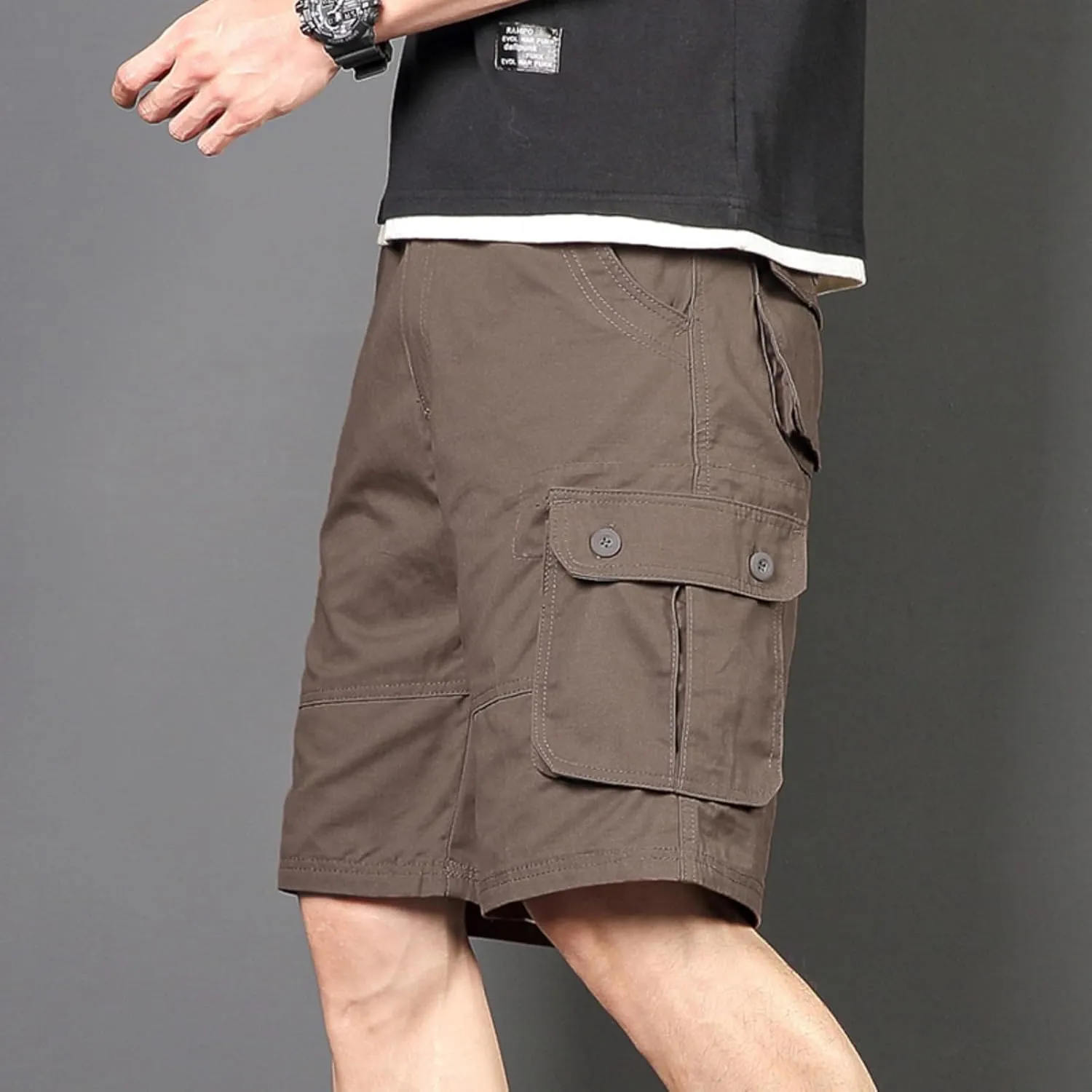 Cargo Shorts for Men Summer Casual Cotton Bermuda Work Hiking Shorts Knee Length Stretchy Short Pants Multi Pockets
