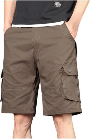 Cargo Shorts for Men Summer Casual Cotton Bermuda Work Hiking Shorts Knee Length Stretchy Short Pants Multi Pockets