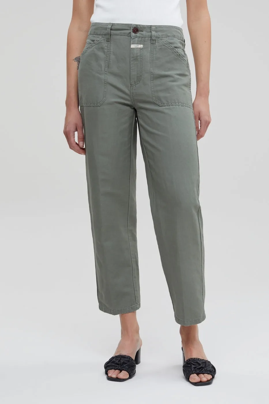 Closed - Pantalon Relaxed En Lin - Vert - Femme