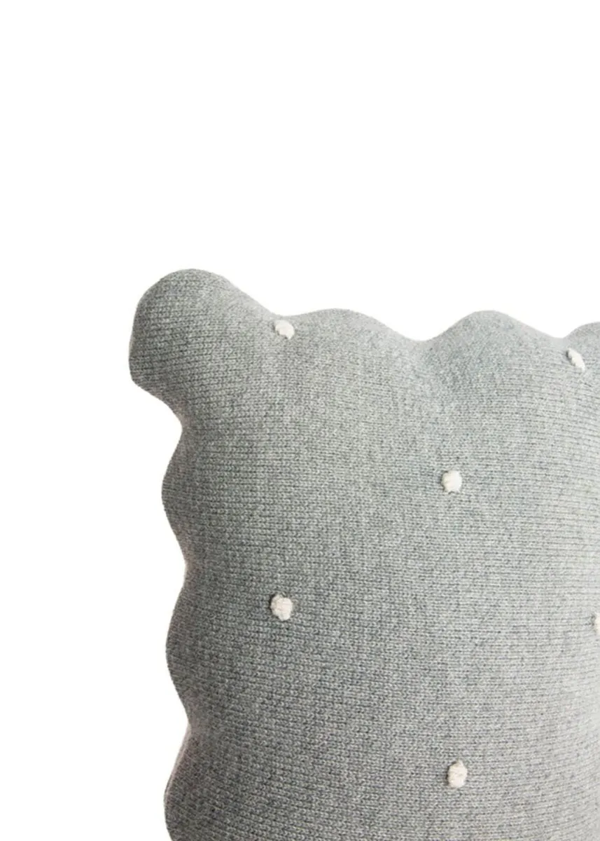 Coussin Tricoté Biscuit Gris