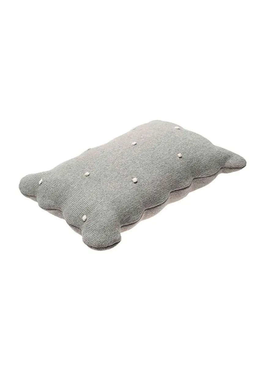 Coussin Tricoté Biscuit Gris