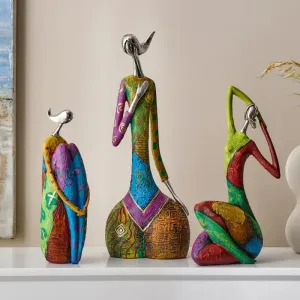 Escultura Decorativa Abstrata em Resina Ricaly Estilo Nórdico
