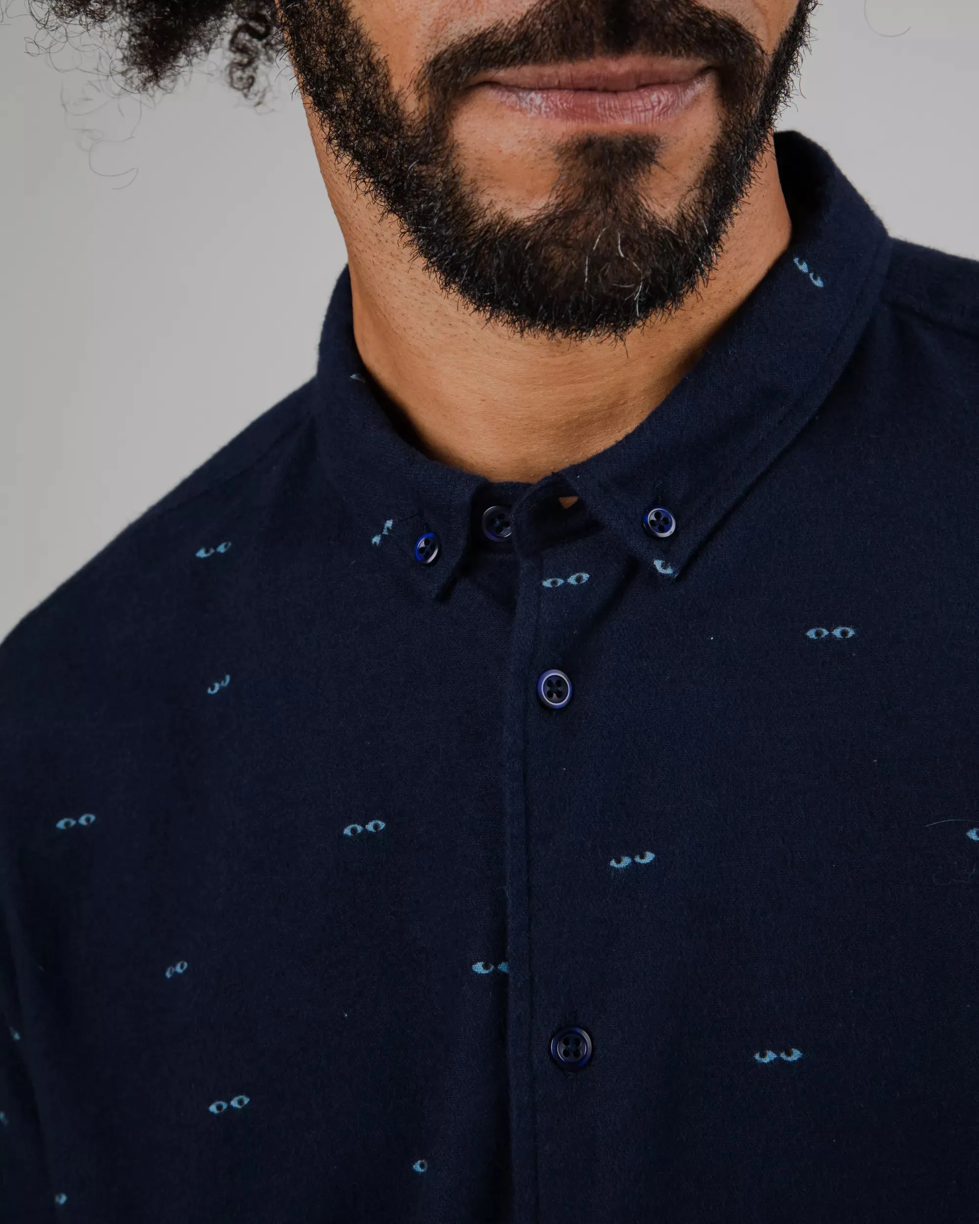 Eyes Flannel Shirt Navy