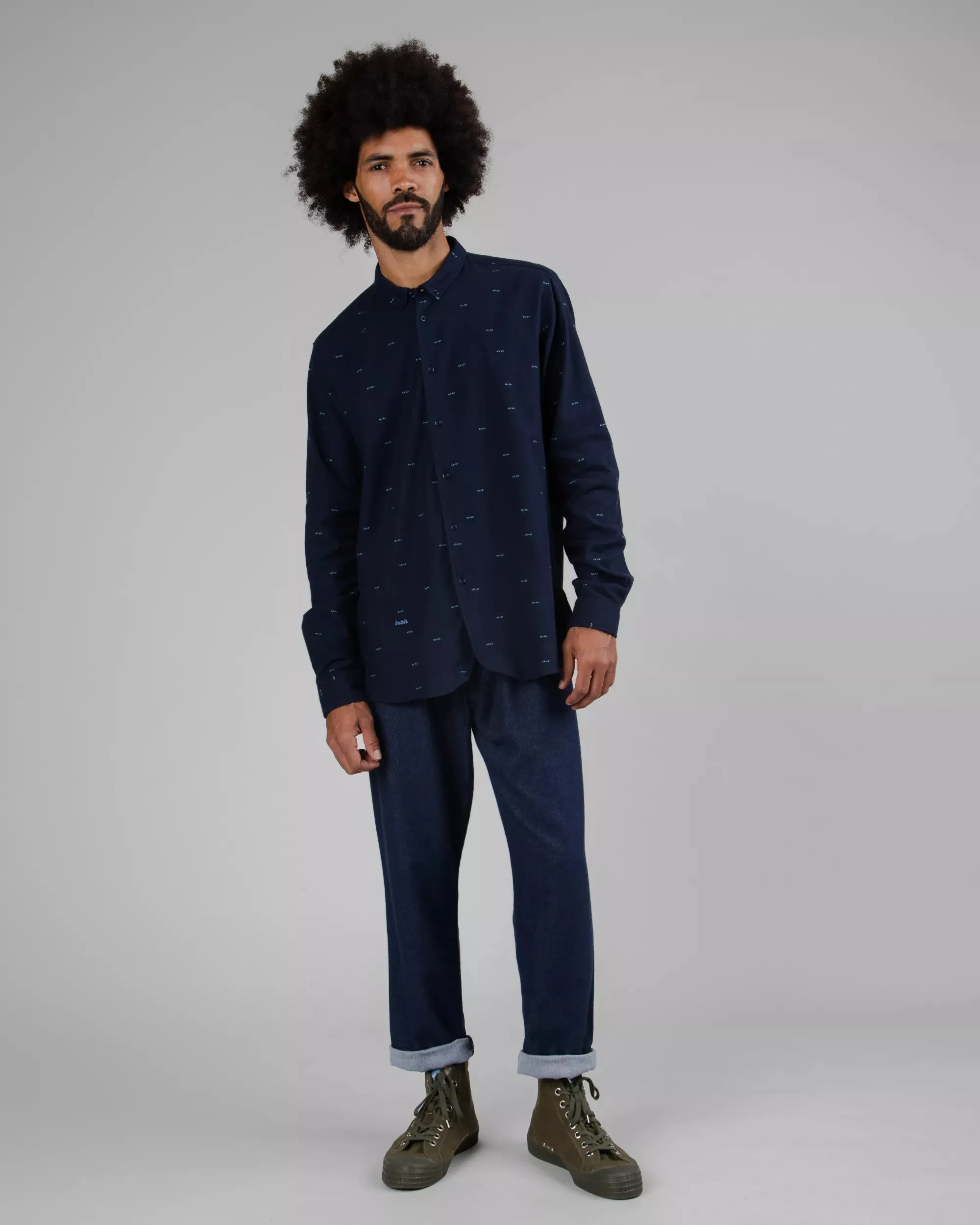 Eyes Flannel Shirt Navy