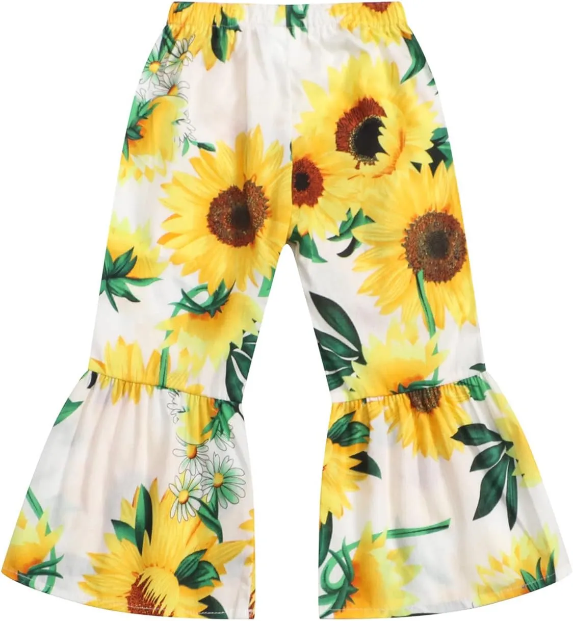 Girls Sunflower Flare Trousers for Toddler Girl Elastic High Waisted Stretchy Wide Leg Casual Bell