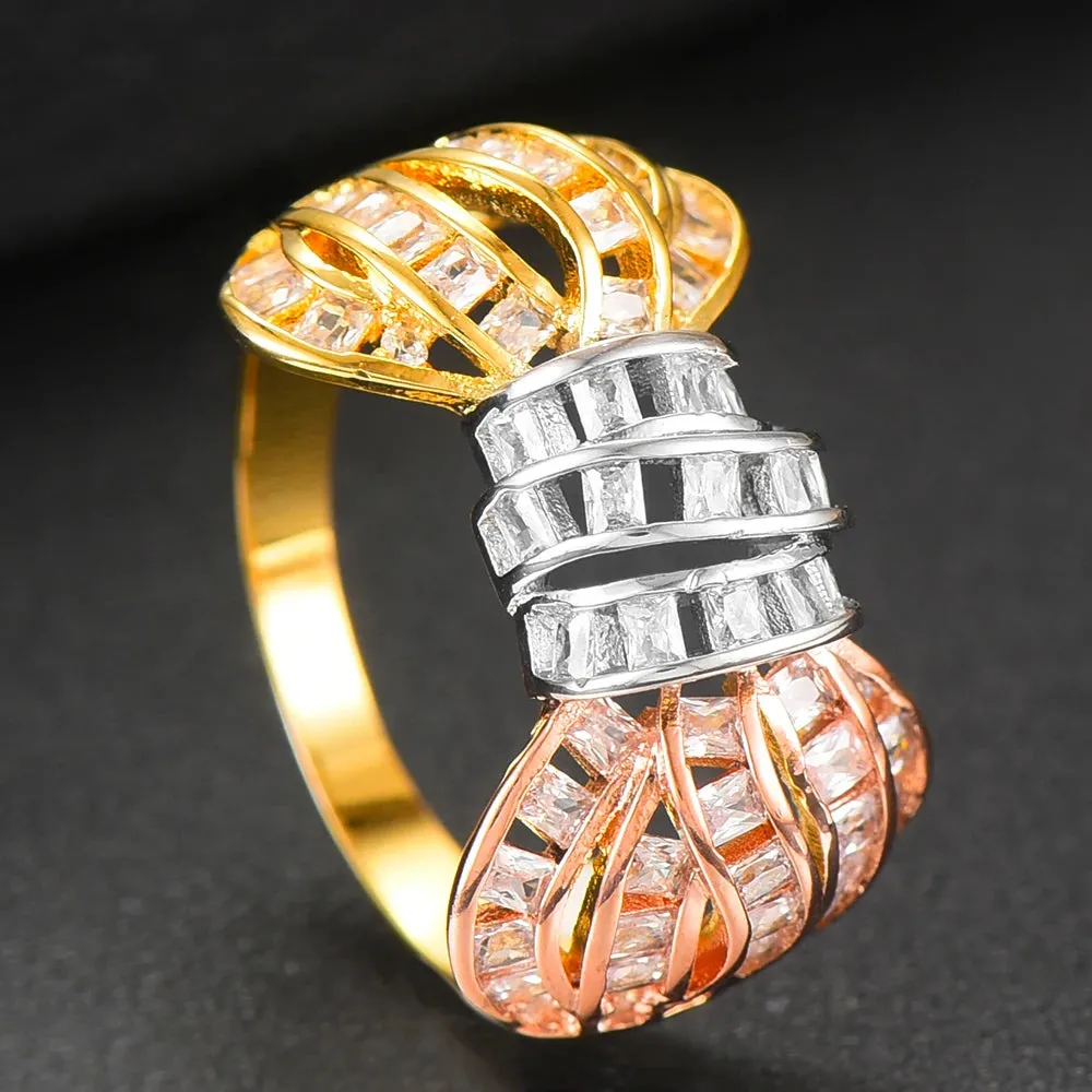 Gorgeous finely Noble Bow Bangle Ring Sets for Women Wedding Dubai Bridal Bangle Ring Sets