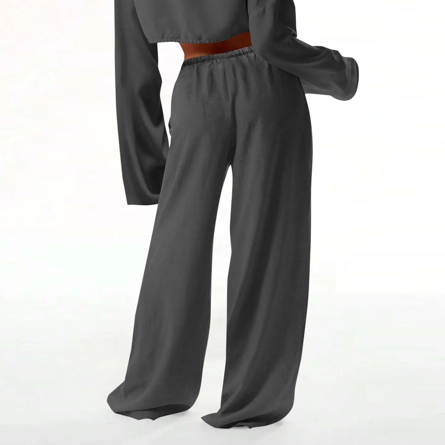 Hvyesh Low Rise Linen Pants for Women Flowy Wide Leg Summer Casual 2025 Y2k Streetwear Trendy Baggy Sweatpants Drawstring