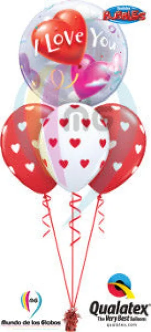 I love You Bubble Gigante con látex de corazones impresos