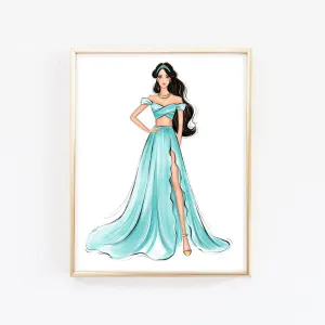 Jasmine fashion princess art print fashion illustration