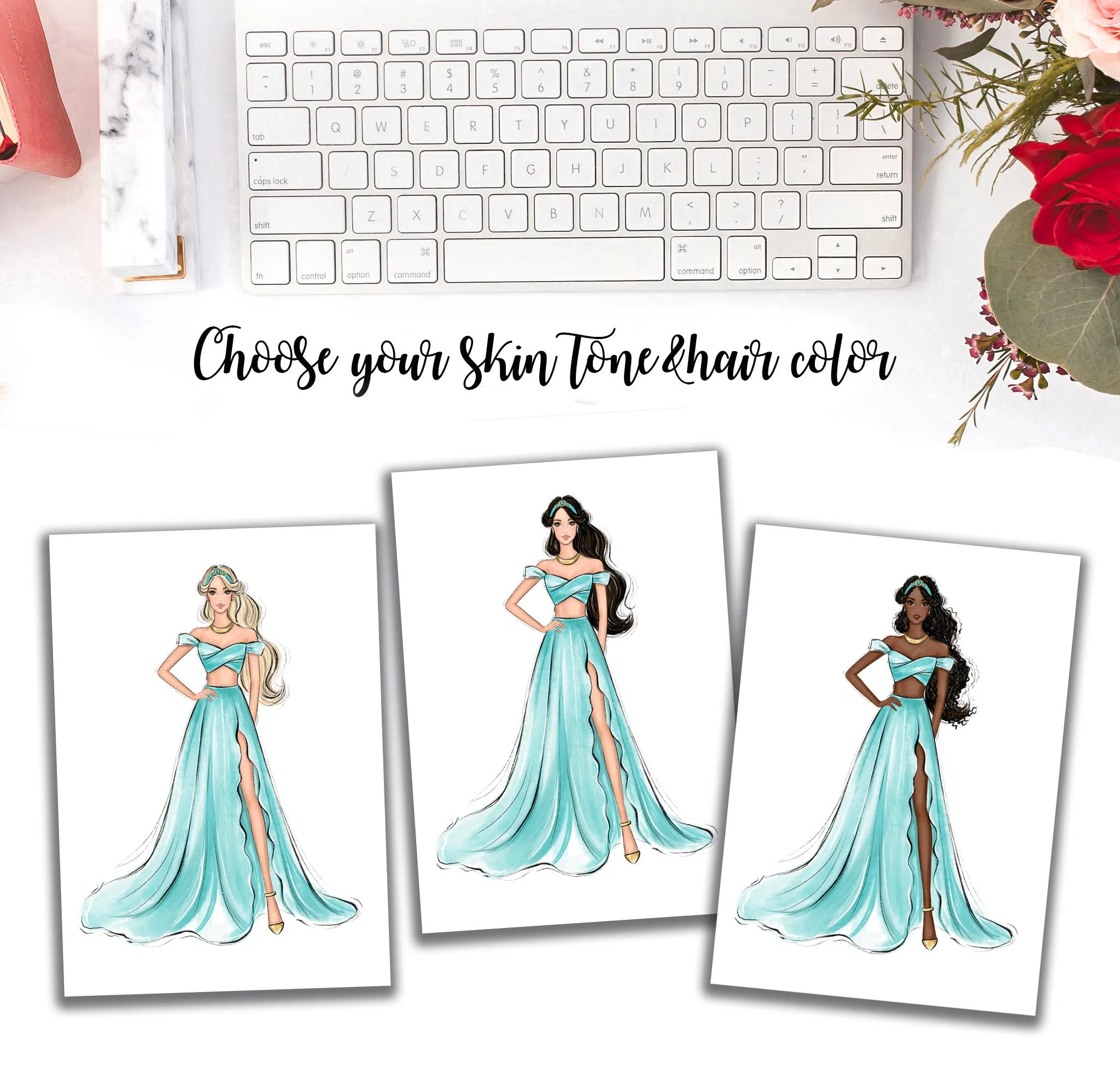 Jasmine fashion princess art print fashion illustration