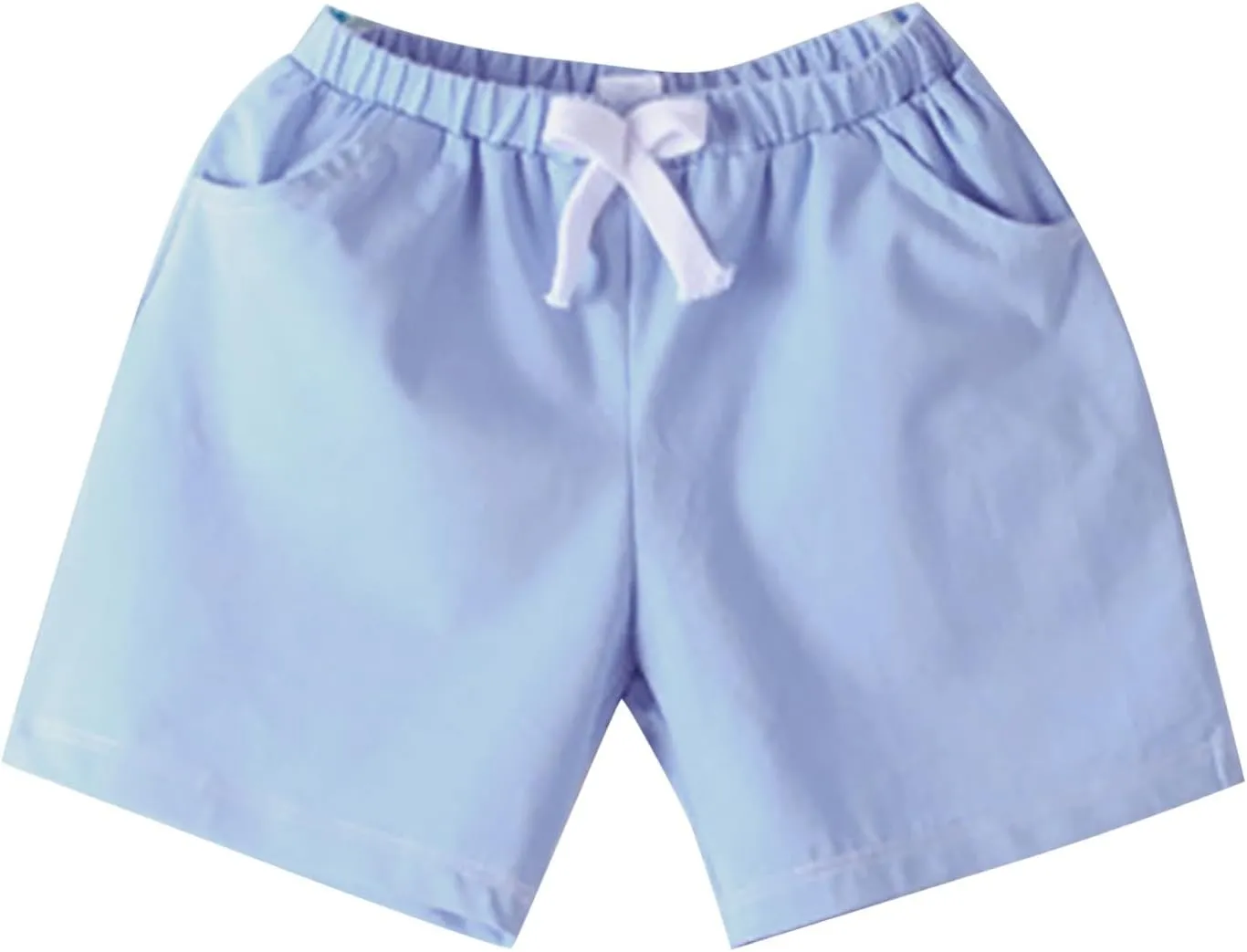 Kids Cotton Shorts Casual Preppy Shorts Solid Color School Uniform Elastic Waist Relaxed Fit Summer Wear with Pockets