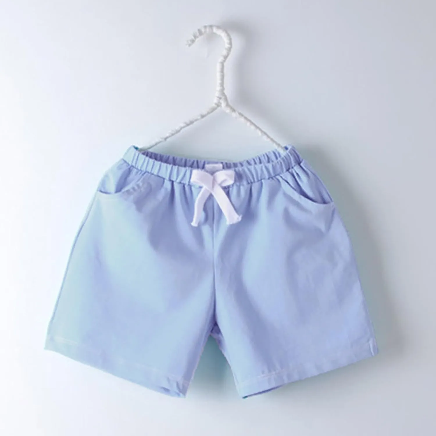 Kids Cotton Shorts Casual Preppy Shorts Solid Color School Uniform Elastic Waist Relaxed Fit Summer Wear with Pockets