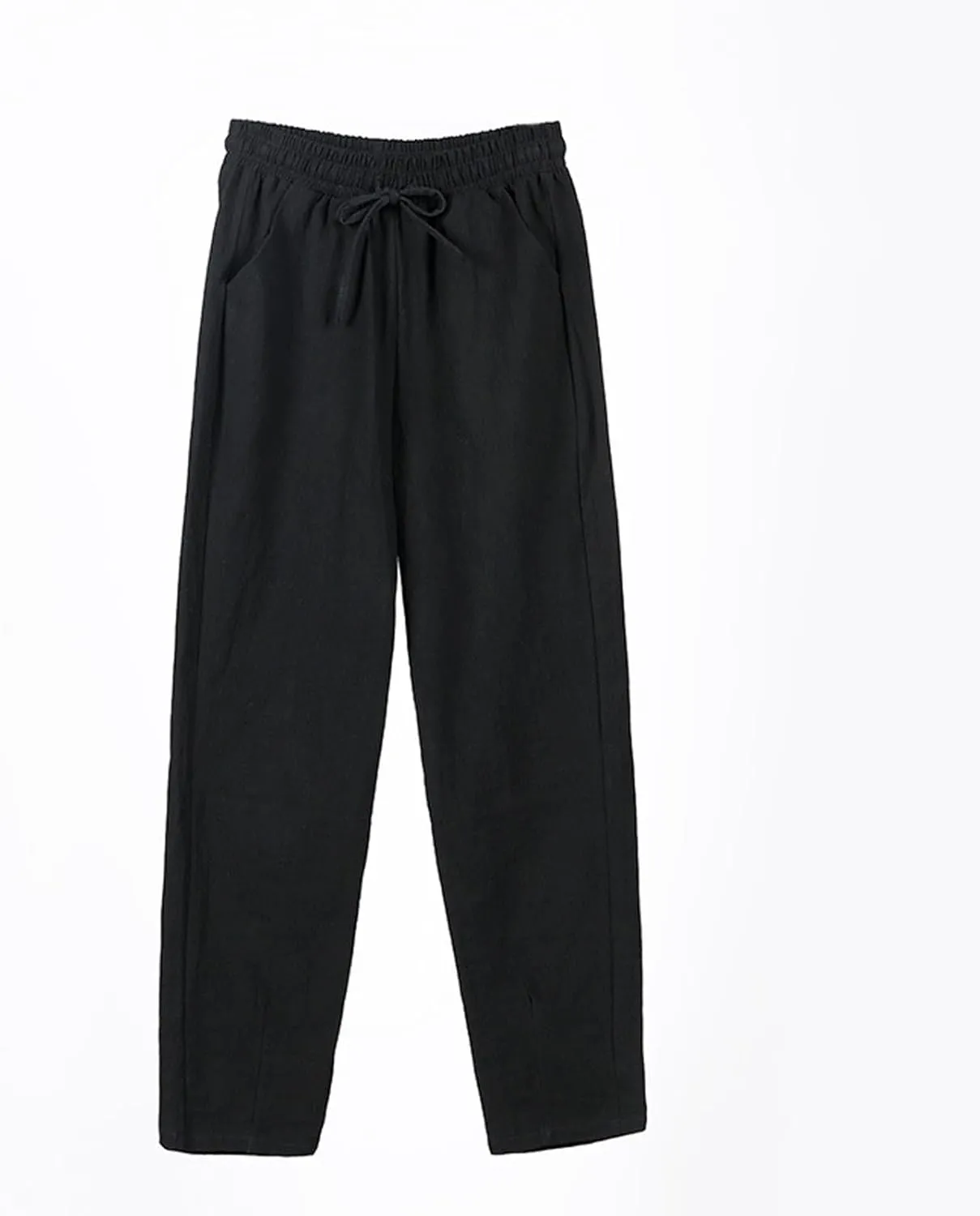 Linen Pants Women Trendy Wide Leg Elastic Drawstring Pants with Pockets Womens Trousers Lounge Comfy Wide Leg Trousers Women
