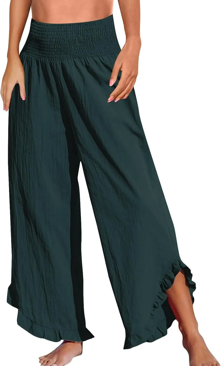 Linen Wide Leg Pants for Women Palazzo Casual Dressy Fashion Drawstring Linen Outfits Women
