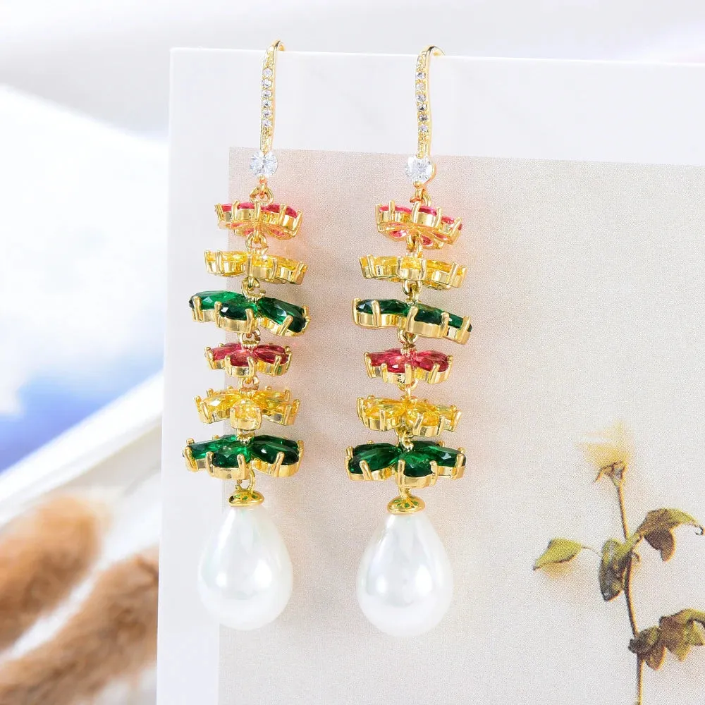 Luxury CZ BOHO Charm Drop Earrings For Women