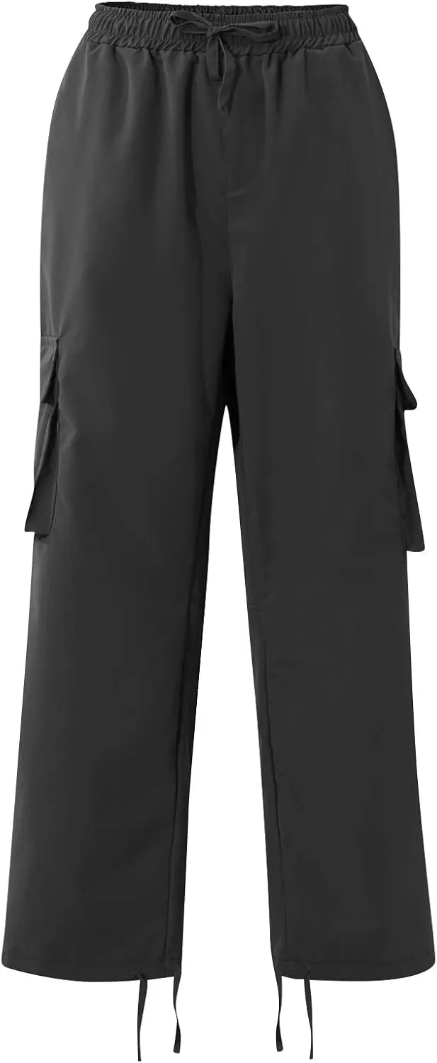 Mencomfy Cargo Pants Lightweight Outdoor Hiking Tactical Pants Palcomfy Elastic Waist Wide Leg Joggers with Pockets