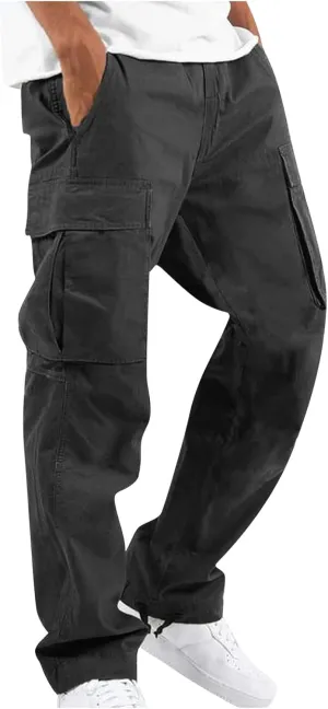 Mencomfy Cargo Pants Lightweight Outdoor Hiking Tactical Pants Palcomfy Elastic Waist Wide Leg Joggers with Pockets