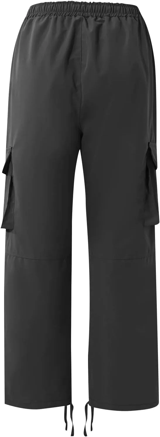 Mencomfy Cargo Pants Lightweight Outdoor Hiking Tactical Pants Palcomfy Elastic Waist Wide Leg Joggers with Pockets