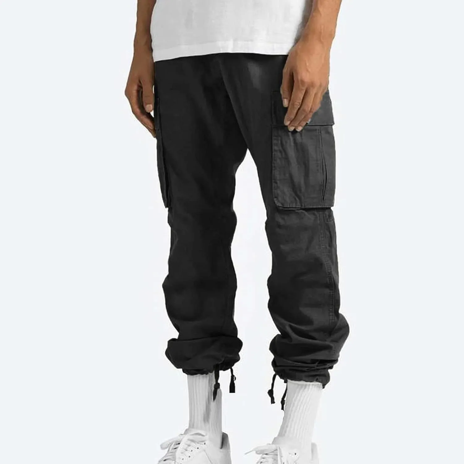 Mencomfy Cargo Pants Lightweight Outdoor Hiking Tactical Pants Palcomfy Elastic Waist Wide Leg Joggers with Pockets