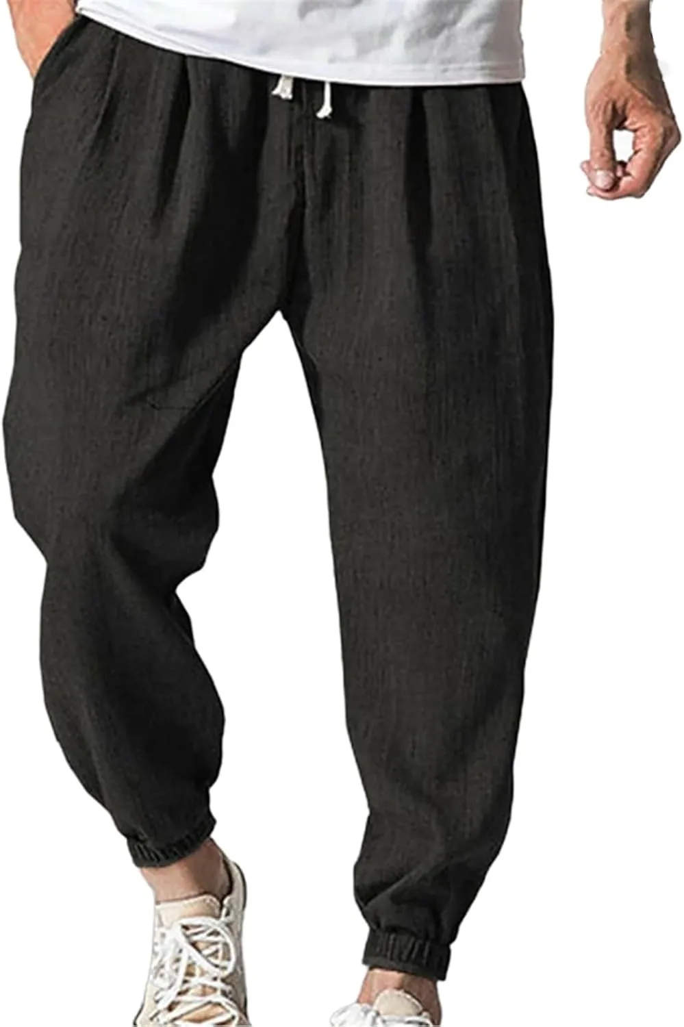 Mens Casual Pants 2025 Comfy Summer Cotton Straight-Leg Pant Basic Comfort Outdoor Big and Tall Solid Color Outfits